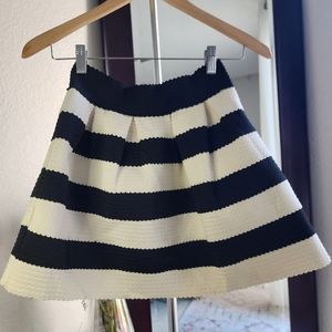 Women's Mini Skirt, Size: Large, Color: Black and White stripes